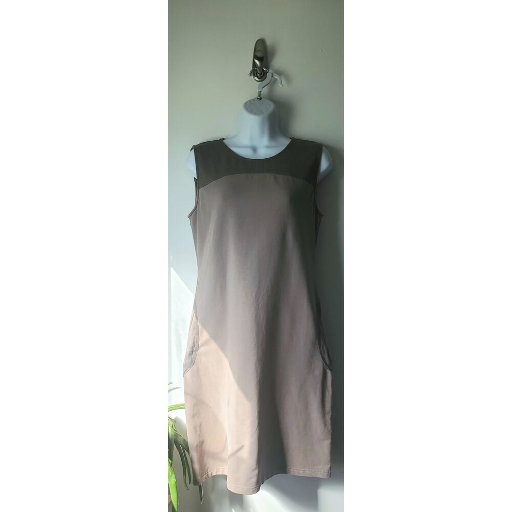 209 Womens Tan French Terry Sleevless Dress Sz Small Utility Minimalist Preppy